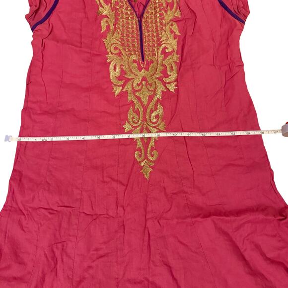 Anarkali salwar kameez Cotton Indian Pakistani Pink Green Dress Size M Wedding - Picture 4 of 13